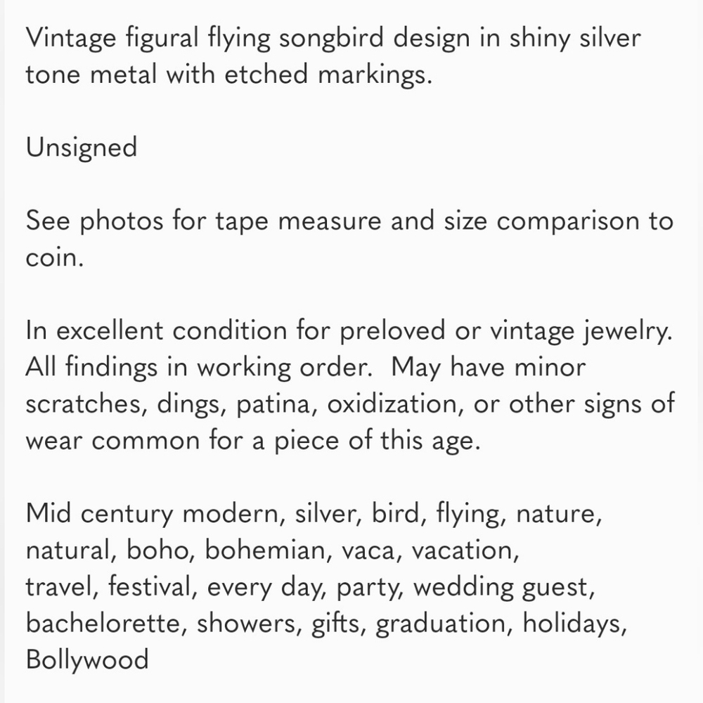 🍋VINTAGE SILVER TONE BIRDS - Picture 7 of 10